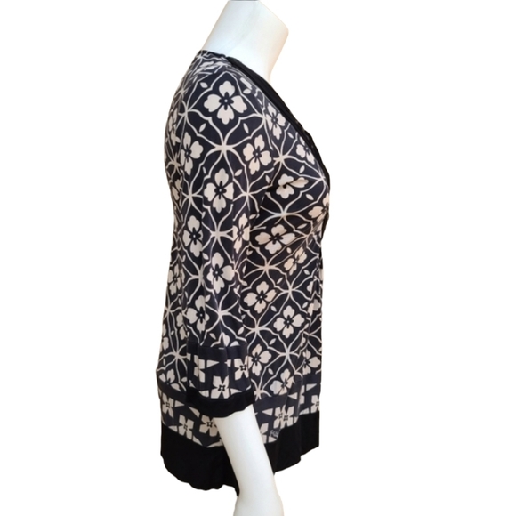 HALE BOB Studded Silk Blouse S Shirt Top Monogram 3/4 Sleeve No Wrinkle Travel - Picture 7 of 16